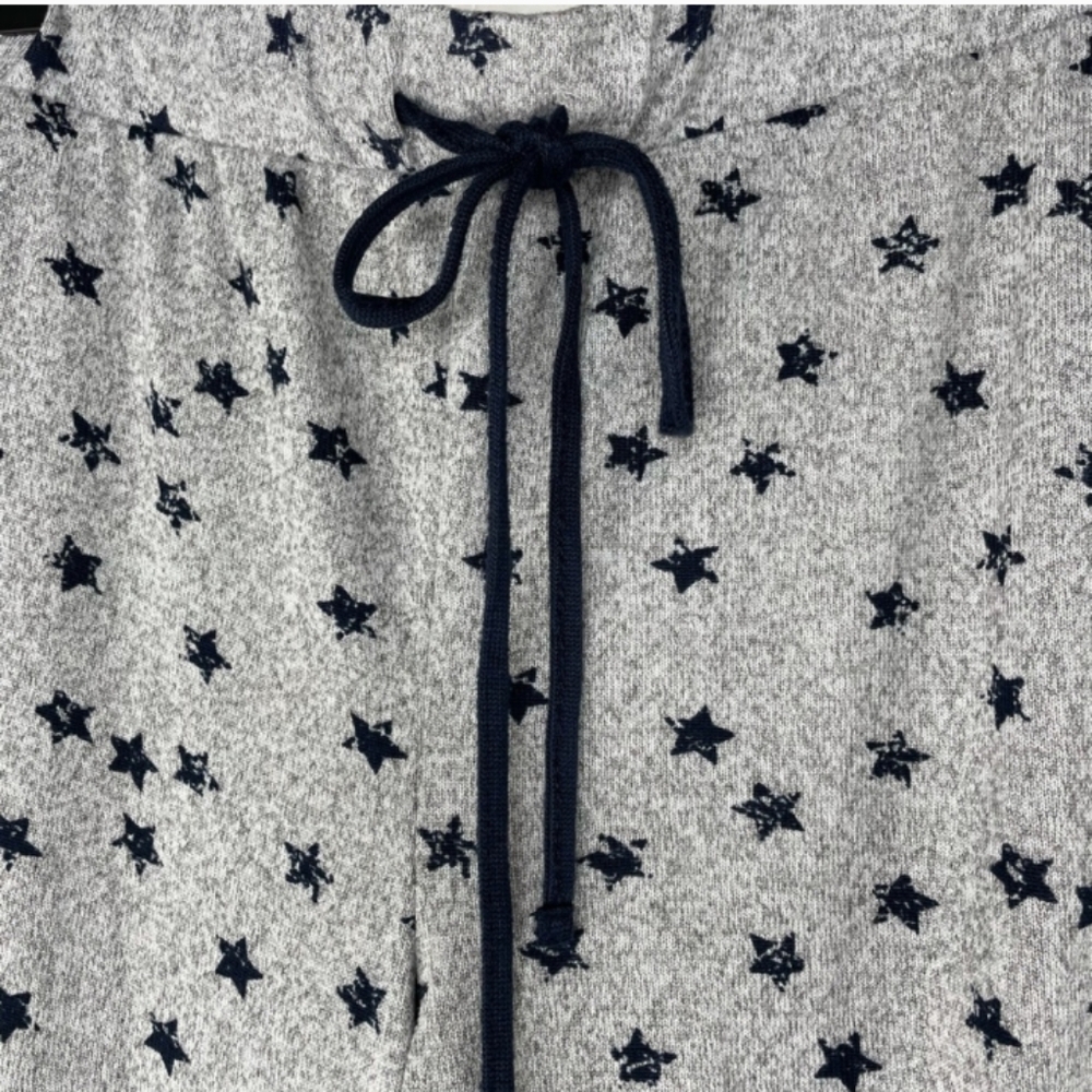 CLEARANCE Lucky Brand Gray with Navy Blue Stars Pajama Lounge Pants Size L - Picture 4 of 5